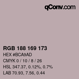 Color code: RGB 188 169 173 | qconv.com