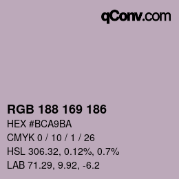 カラーコード: RGB 188 169 186 | qconv.com