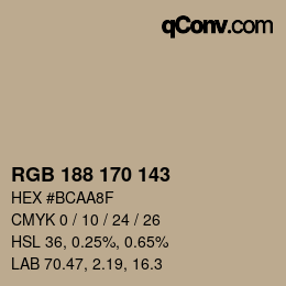 Código de color: RGB 188 170 143 | qconv.com