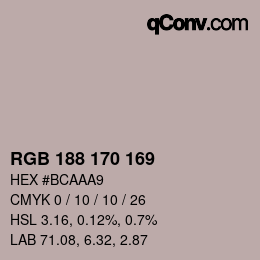 Código de color: RGB 188 170 169 | qconv.com