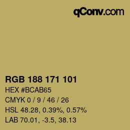 Color code: RGB 188 171 101 | qconv.com