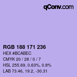 Color code: RGB 188 171 236 | qconv.com