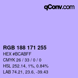 Color code: RGB 188 171 255 | qconv.com