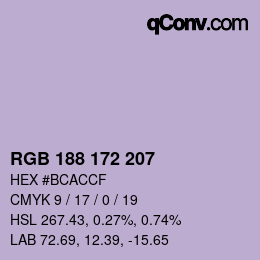 Color code: RGB 188 172 207 | qconv.com