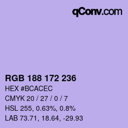 Código de color: RGB 188 172 236 | qconv.com