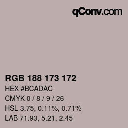 Código de color: RGB 188 173 172 | qconv.com