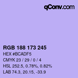 颜色代码: RGB 188 173 245 | qconv.com