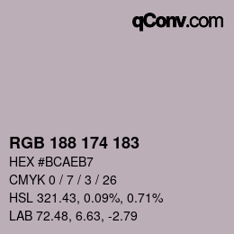 Color code: RGB 188 174 183 | qconv.com