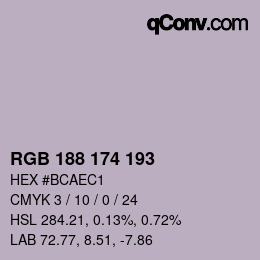 Color code: RGB 188 174 193 | qconv.com