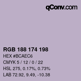 Código de color: RGB 188 174 198 | qconv.com