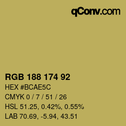 カラーコード: RGB 188 174 92 | qconv.com