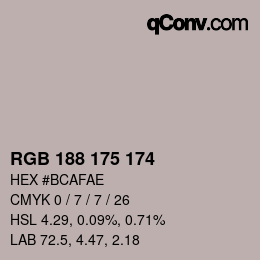 カラーコード: RGB 188 175 174 | qconv.com