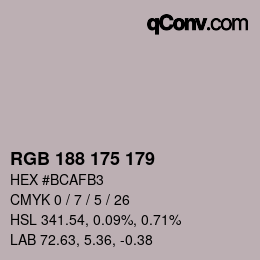 Code couleur: RGB 188 175 179 | qconv.com