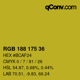 カラーコード: RGB 188 175 36 | qconv.com