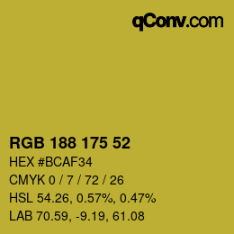 Color code: RGB 188 175 52 | qconv.com