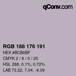 Código de color: RGB 188 176 191 | qconv.com
