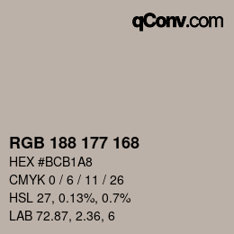 Code couleur: RGB 188 177 168 | qconv.com