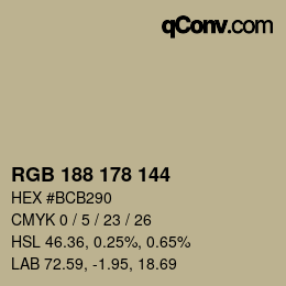 カラーコード: RGB 188 178 144 | qconv.com