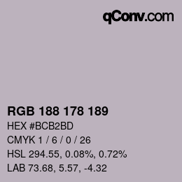 Code couleur: RGB 188 178 189 | qconv.com
