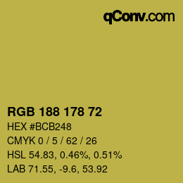Color code: RGB 188 178 72 | qconv.com