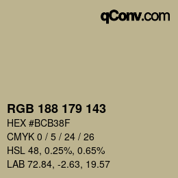 Farbcode: RGB 188 179 143 | qconv.com