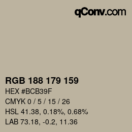 Farbcode: RGB 188 179 159 | qconv.com