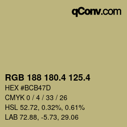 カラーコード: RGB 188 180.4 125.4 | qconv.com