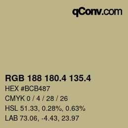 カラーコード: RGB 188 180.4 135.4 | qconv.com