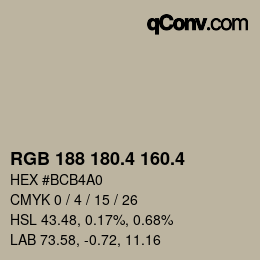 カラーコード: RGB 188 180.4 160.4 | qconv.com