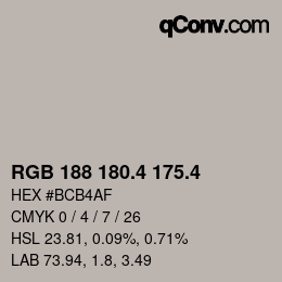 カラーコード: RGB 188 180.4 175.4 | qconv.com