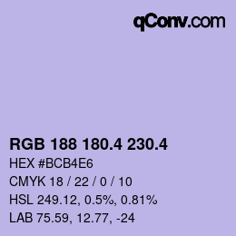カラーコード: RGB 188 180.4 230.4 | qconv.com