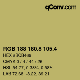 カラーコード: RGB 188 180.8 105.4 | qconv.com