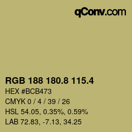 カラーコード: RGB 188 180.8 115.4 | qconv.com