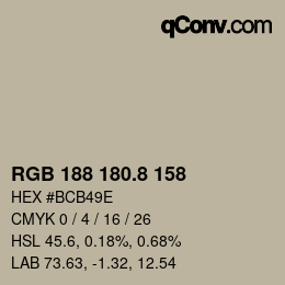 カラーコード: RGB 188 180.8 158 | qconv.com