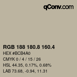 カラーコード: RGB 188 180.8 160.4 | qconv.com