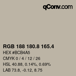 カラーコード: RGB 188 180.8 165.4 | qconv.com