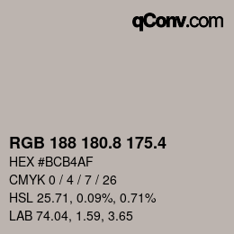 カラーコード: RGB 188 180.8 175.4 | qconv.com