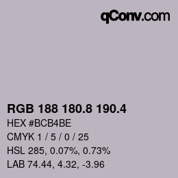 カラーコード: RGB 188 180.8 190.4 | qconv.com