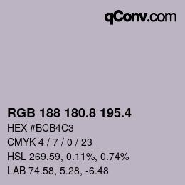 カラーコード: RGB 188 180.8 195.4 | qconv.com