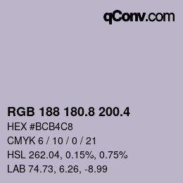 カラーコード: RGB 188 180.8 200.4 | qconv.com
