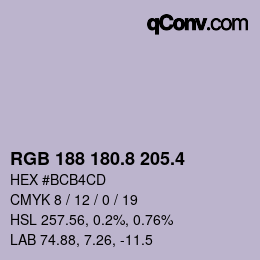 カラーコード: RGB 188 180.8 205.4 | qconv.com