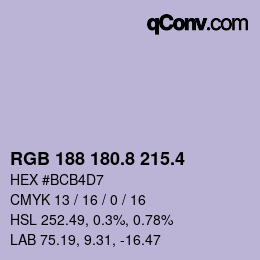 カラーコード: RGB 188 180.8 215.4 | qconv.com