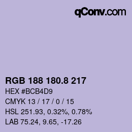 カラーコード: RGB 188 180.8 217 | qconv.com
