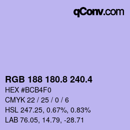 カラーコード: RGB 188 180.8 240.4 | qconv.com