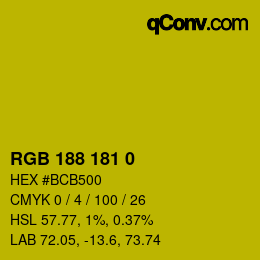 Color code: RGB 188 181 0 | qconv.com