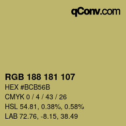 Color code: RGB 188 181 107 | qconv.com