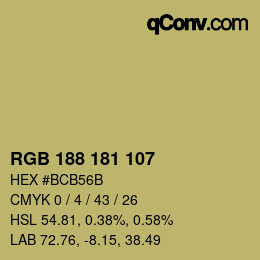 Color code: RGB 188 181 107 | qconv.com