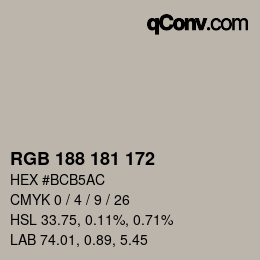 カラーコード: RGB 188 181 172 | qconv.com