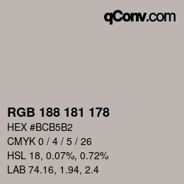 Color code: RGB 188 181 178 | qconv.com