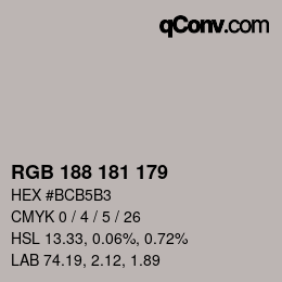 颜色代码: RGB 188 181 179 | qconv.com